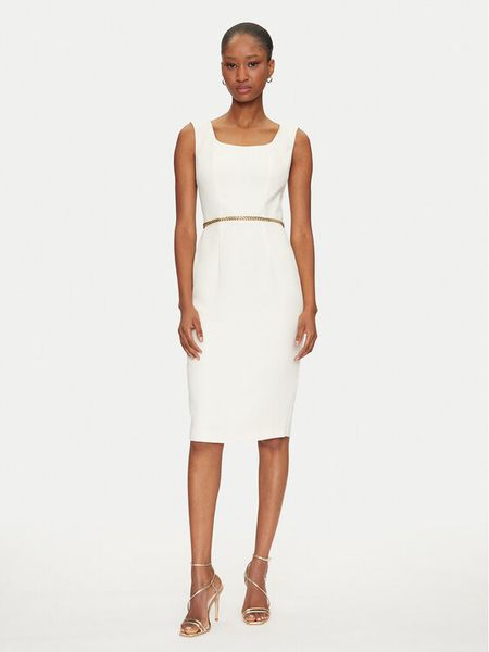 Marciano Guess Sukienka koktajlowa 5GGK12 7300A Écru Regular Fit. Sukienki damskie Marciano Guess, z aplikacjami, z syntetyku, wizytowe, bez kołnierzyka, bez ramiączek. Za 539.99 zł.