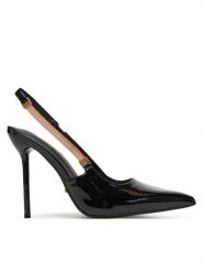 DeeZee Sandały Q96229-5 Czarny. Czarne sandały damskie DeeZee, bez wzorów, z materiału, bez obcasa, na szpilce, bez zapięcia. Za 159.99 zł.