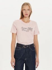 Tommy Hilfiger T-Shirt Script Graphic WW0WW43502 Różowy Regular Fit. Czerwone t-shirty damskie Tommy Hilfiger, l, bez wzorów, z bawełny, bez kołnierzyka, bez ramiączek. Za 129.99 zł.