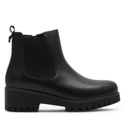 Botki Go Soft. Czarne botki damskie GO SOFT, bez wzorów, bez obcasa, na płaskiej podeszwie, bez zapięcia. Za 249.99 zł.