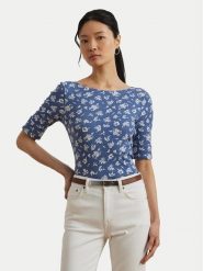 LAUREN RALPH LAUREN Bluzka 200976991001 Niebieski Slim Fit. Niebieskie bluzki damskie Lauren Ralph Lauren, s, bez wzorów, z bawełny, bez kołnierzyka, bez ramiączek. Za 229.99 zł.
