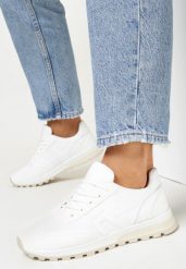 Białe Sneakersy Sznurowane Yerotte. Białe obuwie sportowe damskie Born2be, bez wzorów, bez zapięcia. Za 79.99 zł.
