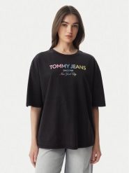 Tommy Jeans T-Shirt DW0DW22803 Czarny Oversize. Czarne t-shirty damskie Tommy Jeans, s, bez wzorów, z bawełny, bez kołnierzyka, bez ramiączek. Za 229.99 zł.
