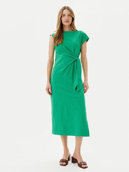 Tommy Hilfiger Sukienka codzienna WW0WW45159 Zielony Regular Fit. Zielone sukienki damskie Tommy Hilfiger, na co dzień, m, bez wzorów, z bawełny, bez kołnierzyka, bez ramiączek, proste. Za 309.99 zł.