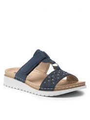 Inblu Klapki CNACOO01 Granatowy. Niebieskie klapki damskie Inblu, bez wzorów, ze skóry, bez obcasa, bez zapięcia. Za 139.99 zł.