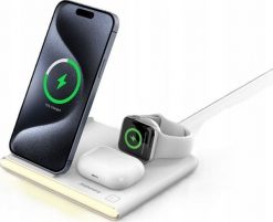 Jabees PowerGlow 4w1 Ładowarka QI na Telefon Smartwatch Słuchawki Lampa LED / Biały. Białe zegarki smartwatch Jabees, bez wzorów. Za 150.83 zł.