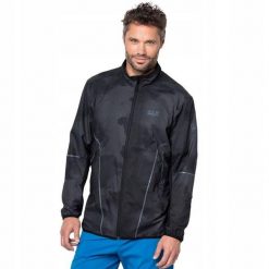Kurtka lekka czarna softshell JACK WOLFSKIN FLYWEIGHT TRAIL. Czarne kurtki sportowe męskie Jack Wolfskin, l, bez wzorów, z softshellu, bez kaptura. Za 329.00 zł.