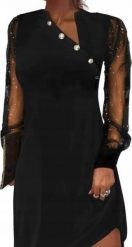 Kobieca Elegancka Sukienka Wieczorowa Czarna Długi Rękaw 3XL. Czarne sukienki damskie Pan i Pani Gadżet, xl, bez wzorów, eleganckie, bez kołnierzyka, bez ramiączek, maxi, sportowe. Za 64.89 zł.