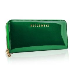 Portfel damski BETLEWSKI zielony ZBPD-BS-5201. Zielone portfele damskie Betlewski, z lakierowanej skóry. Za 139.99 zł.