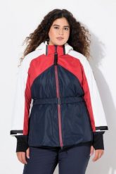 Damskie Kurtka sportowa wodoodporna dwukierunkowy zamek błyskawiczny. Niebieskie kurtki sportowe damskie Ulla Popken, plus size, bez wzorów, z materiału, bez ramiączek, z kapturem, snowboardowy. Za 849.99 zł.