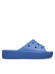 Crocs Klapki Classic Platform Slide 208180 Niebieski. Niebieskie klapki damskie Crocs, bez wzorów, z tworzywa sztucznego, bez obcasa, bez zapięcia. Za 149.99 zł.