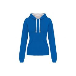 Bluza damska z kapturem Kariban Contrastée. Niebieskie bluzy damskie KARIBAN, bez wzorów, eleganckie, bez ramiączek, z kapturem. Za 157.50 zł.