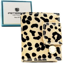 Mały portfel damski ze skóry ekologicznej i naturalnej w złotym kolorze - Peterson. Żółte portfele damskie Peterson, ze skóry ekologicznej. Za 124.99 zł.