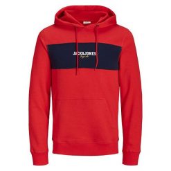 Jack&Jones Męska bluza Jorjosh Sweat Hood Fiery Red Reg (rozmiar S). Czerwone bluzy męskie Jack&Jones, m, bez wzorów, bez kaptura. W wyprzedaży za 117.00 zł.