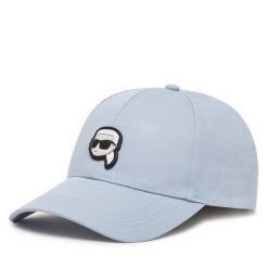 Czapka z daszkiem KARL LAGERFELD. Niebieskie czapki damskie KARL LAGERFELD, bez wzorów. Za 179.99 zł.