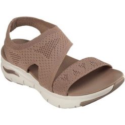 Sandały SKECHERS ARCH FIT Brązowy. Brązowe sandały damskie Skechers, bez wzorów, z tkaniny, bez obcasa, bez zapięcia. Za 390.00 zł.