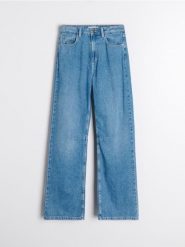 Jeansy wide leg high waist - niebieski. Niebieskie jeansy damskie Sinsay, bez wzorów, z jeansu, z podwyższonym stanem. Za 69.99 zł.