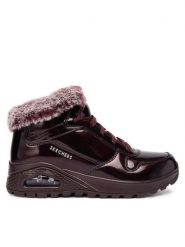 Skechers Botki Uno Rugged 168126/BURG Bordowy. Czerwone botki damskie Skechers, bez wzorów, ze skóry, bez obcasa, na płaskiej podeszwie, bez zapięcia. Za 339.99 zł.