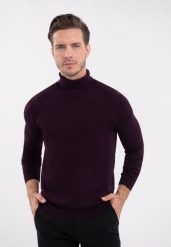 Sweter z golfem S-MAX. Czerwone swetry męskie Volcano, na jesień, m, bez wzorów, z dzianiny, klasyczne, bez kołnierzyka, bez ramiączek. Za 149.99 zł.