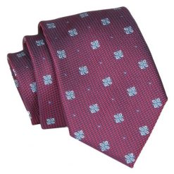 Krawat - ALTIES - Bordowy w Drobne Kwiatki. Czerwone krawaty i muchy Alties, bez wzorów, z tkaniny, eleganckie. Za 49.00 zł.