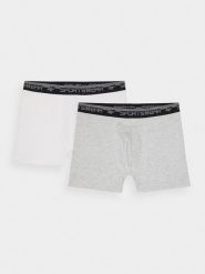 4F Bielizna bokserki (2-pack) męskie - białe M. Biała bokserki męskie 4F, bez wzorów, z bawełny. W wyprzedaży za 49.99 zł.