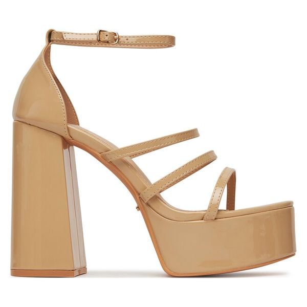 Sandały DeeZee. Brązowe sandały damskie DeeZee, bez wzorów, bez obcasa, na słupku, bez zapięcia. Za 111.99 zł.