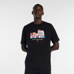 Koszulka męska New Balance MT61H0DXBK – czarna. Czarne koszulki sportowe męskie New Balance, m, z aplikacjami, z bawełny, bez ramiączek. Za 169.99 zł.