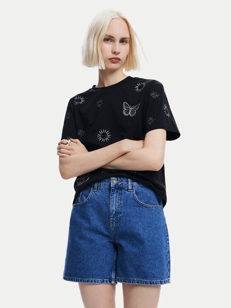Desigual T-Shirt Tarot 24WWTK96 Czarny Regular Fit. Czarne t-shirty damskie Desigual, s, bez wzorów, z bawełny, bez kołnierzyka, bez ramiączek. Za 139.99 zł.
