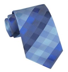 Męski Krawat - Angelo di Monti - Odcienie Niebieskiego, Kratka. Niebieskie krawaty i muchy Angelo di Monti, bez wzorów, z tkaniny, eleganckie. Za 45.00 zł.