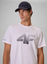4F T-shirt regular z nadrukiem męski - biały XXL. Białe t-shirty męskie 4F, m, bez wzorów, z bawełny, bez kołnierzyka, bez ramiączek. Za 69.99 zł.
