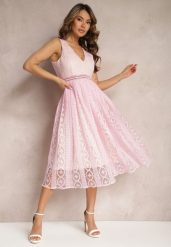 Różowa Plisowana Sukienka na Ramiączkach z Ozdobnym Wzorem i Suwakiem Mirilla. Czerwone sukienki damskie Renee, na co dzień, m, z aplikacjami, eleganckie, bez kołnierzyka, bez ramiączek, midi, proste. Za 119.99 zł.