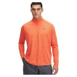 Koszulka męska Under Armour Tech Textured 1/2 Zip. Brązowe bluzy męskie Under Armour, m, bez wzorów, sportowe, bez ramiączek, bez kaptura. Za 129.99 zł.