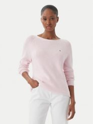 Tommy Hilfiger Sweter WW0WW44975 Różowy Regular Fit. Czerwone swetry nierozpinane damskie Tommy Hilfiger, l, bez wzorów, z bawełny, bez kołnierzyka, bez ramiączek. Za 409.99 zł.