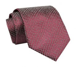 Elegancki, Klasyczny, Męski Krawat -ALTIES- Czerwony, Wzór w Jodełkę. Czerwone krawaty i muchy Alties, bez wzorów, z tkaniny, eleganckie. Za 49.00 zł.