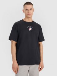 4F T-shirt oversize z nadrukiem męski - czarny XL. Czarne koszulki sportowe męskie 4F, m, bez wzorów, z bawełny, bez ramiączek. Za 69.99 zł.