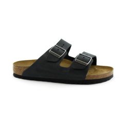 Klapki męskie Birkenstock 552113. Czarne klapki męskie Birkenstock, bez wzorów, z materiału, bez zapięcia. Za 761.00 zł.