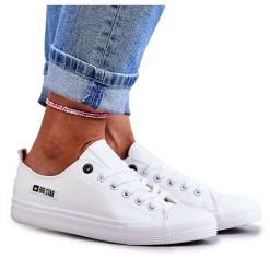 Damskie Niskie Skórzane Trampki Big Star KK274010 Białe. Białe trampki i tenisówki damskie bez wzorów, z gumy, bez zapięcia. Za 176.25 zł.