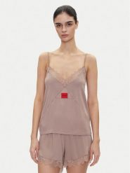 HUGO Koszulka piżamowa Red Label Lace_Cami 50531653 Brązowy Regular Fit. Brązowe koszule nocne damskie Hugo, bez wzorów, z wiskozy, bez ramiączek. Za 159.99 zł.