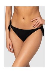 MOSCHINO Czarny dół od bikini z wiązaniami i złotym logo. Czarne bikini MOSCHINO, s, bez wzorów. W wyprzedaży za 249.99 zł.