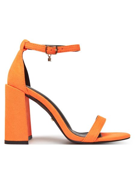 DeeZee Sandały 7026-5A Pomarańczowy. Brązowe sandały damskie DeeZee, bez wzorów, z materiału, bez obcasa, na słupku, bez zapięcia. Za 139.99 zł.