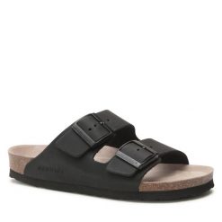 Klapki Genuins. Czarne klapki damskie Genuins, bez wzorów, bez obcasa, bez zapięcia. Za 189.99 zł.