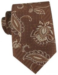 Brązowy Krawat w Odcieniu Mlecznej Czekolady w Kwiaty - Chattier. Białe krawaty i muchy Chattier, bez wzorów, z tkaniny, eleganckie. Za 55.00 zł.