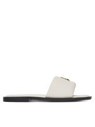 Eva Minge Klapki POPPY-LT102-13 Biały. Białe klapki damskie Eva Minge, bez wzorów, ze skóry, bez obcasa, bez zapięcia. Za 379.99 zł.