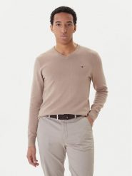 Tommy Hilfiger Sweter Essential MW0MW14745 Beżowy Regular Fit. Brązowe swetry męskie Tommy Hilfiger, m, bez wzorów, z bawełny, bez kołnierzyka, bez ramiączek. Za 429.99 zł.