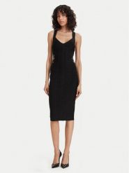 Elisabetta Franchi Sukienka koktajlowa AM-24D-62E2-V790 Czarny Slim Fit. Czarne sukienki damskie Elisabetta Franchi, bez wzorów, z wiskozy, wizytowe, bez kołnierzyka, bez ramiączek. Za 3,359.00 zł.