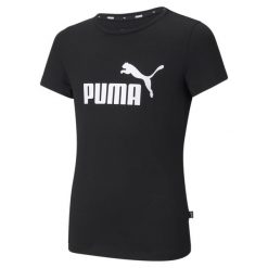Koszulka Córka Puma Essentials czarny. Czarne bluzki damskie Puma, bez wzorów, sportowe, bez kołnierzyka, bez ramiączek. W wyprzedaży za 69.85 zł.