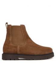 Birkenstock Sztyblety Highwood Slip On 1033181 Brązowy. Brązowe botki damskie Birkenstock, bez wzorów, ze skóry, bez obcasa, na płaskiej podeszwie, bez zapięcia. Za 854.99 zł.