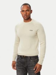 Guess Sweter M6BR13 Z1361 Beżowy jasny Regular Fit. Brązowe swetry męskie Guess, m, z aplikacjami, z syntetyku, bez kołnierzyka, bez ramiączek. Za 434.99 zł.