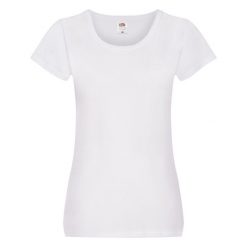 Oryginalny Gładki T-shirt Dla Kobiet. Białe t-shirty damskie fruit of the loom, xl, bez wzorów, sportowe, bez kołnierzyka, bez ramiączek. Za 40.99 zł.