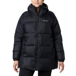 Kurtka puchowa damska Columbia Puffect II Mid Hooded. Czarne kurtki sportowe damskie Columbia, na zimę, l, bez wzorów, z puchu, bez ramiączek, bez kaptura, narciarskie. Za 579.99 zł.
